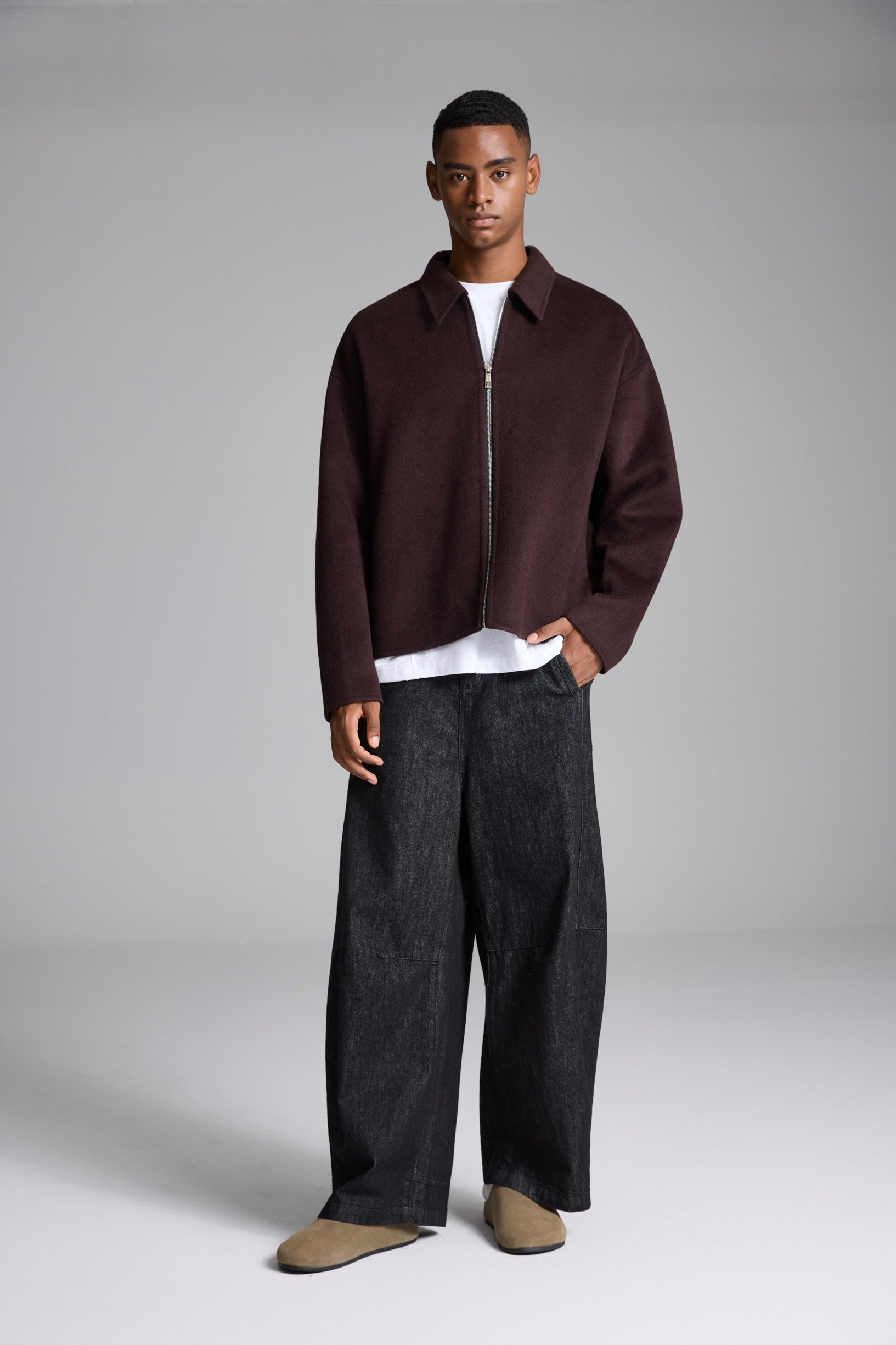 ハンドメイド ピュアウール ジャケット ブラウン