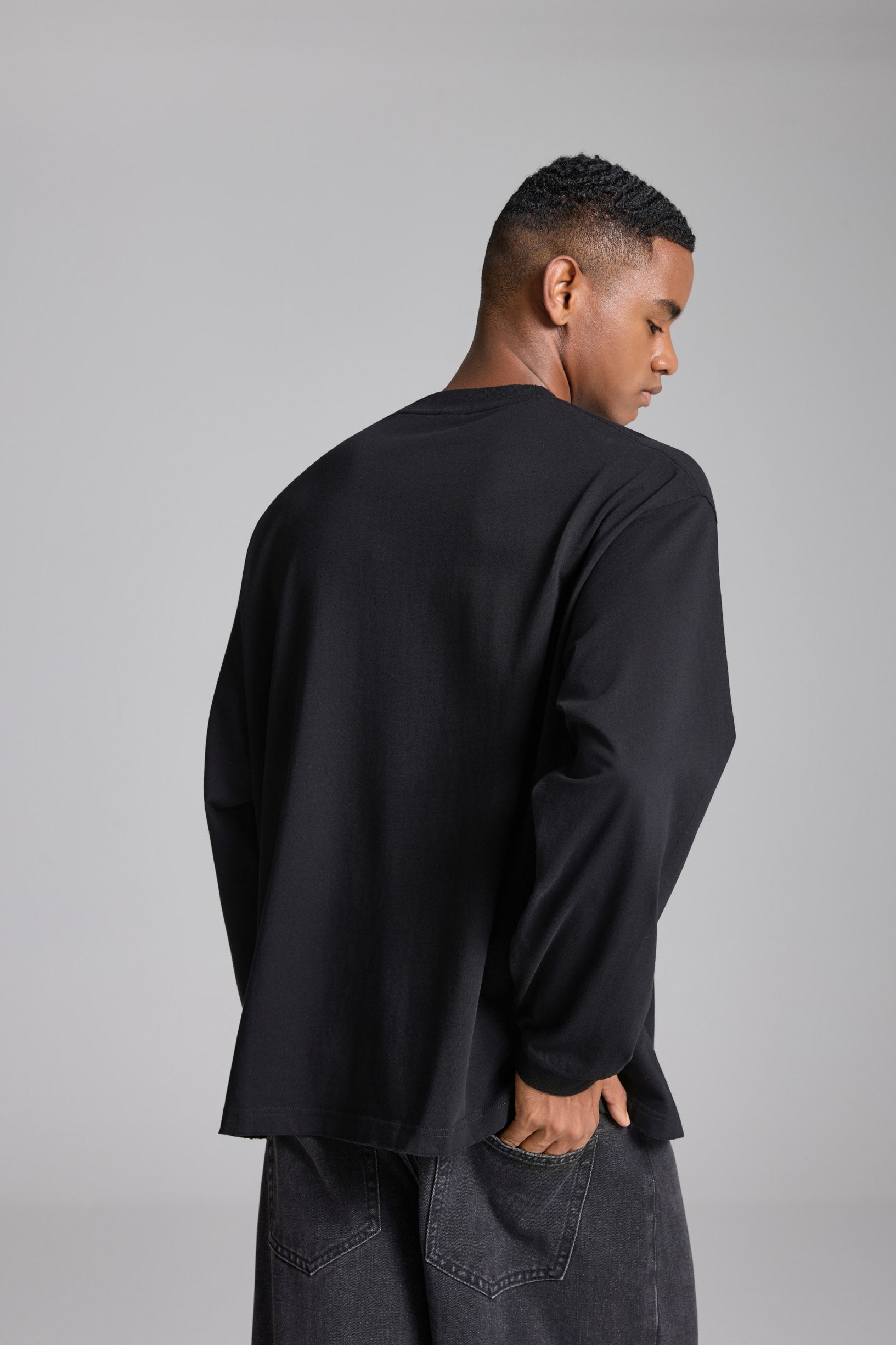 コットン スウェットシャツ ブラック