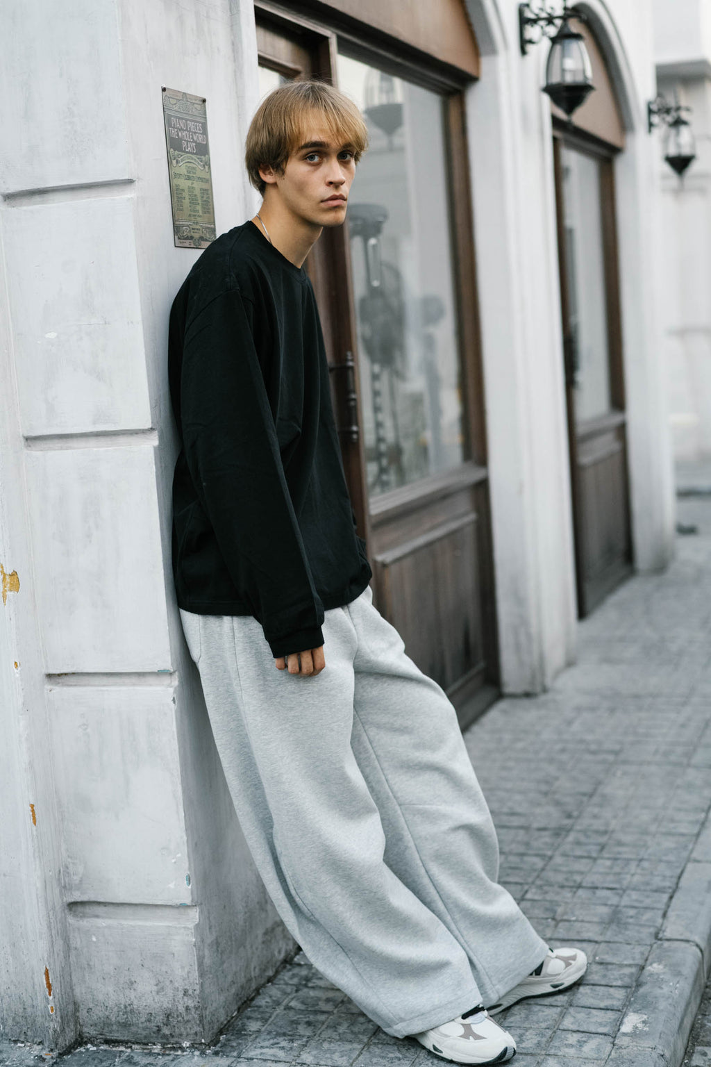 【裏パイル】LINDEN ストレートスウェットパンツ グレー