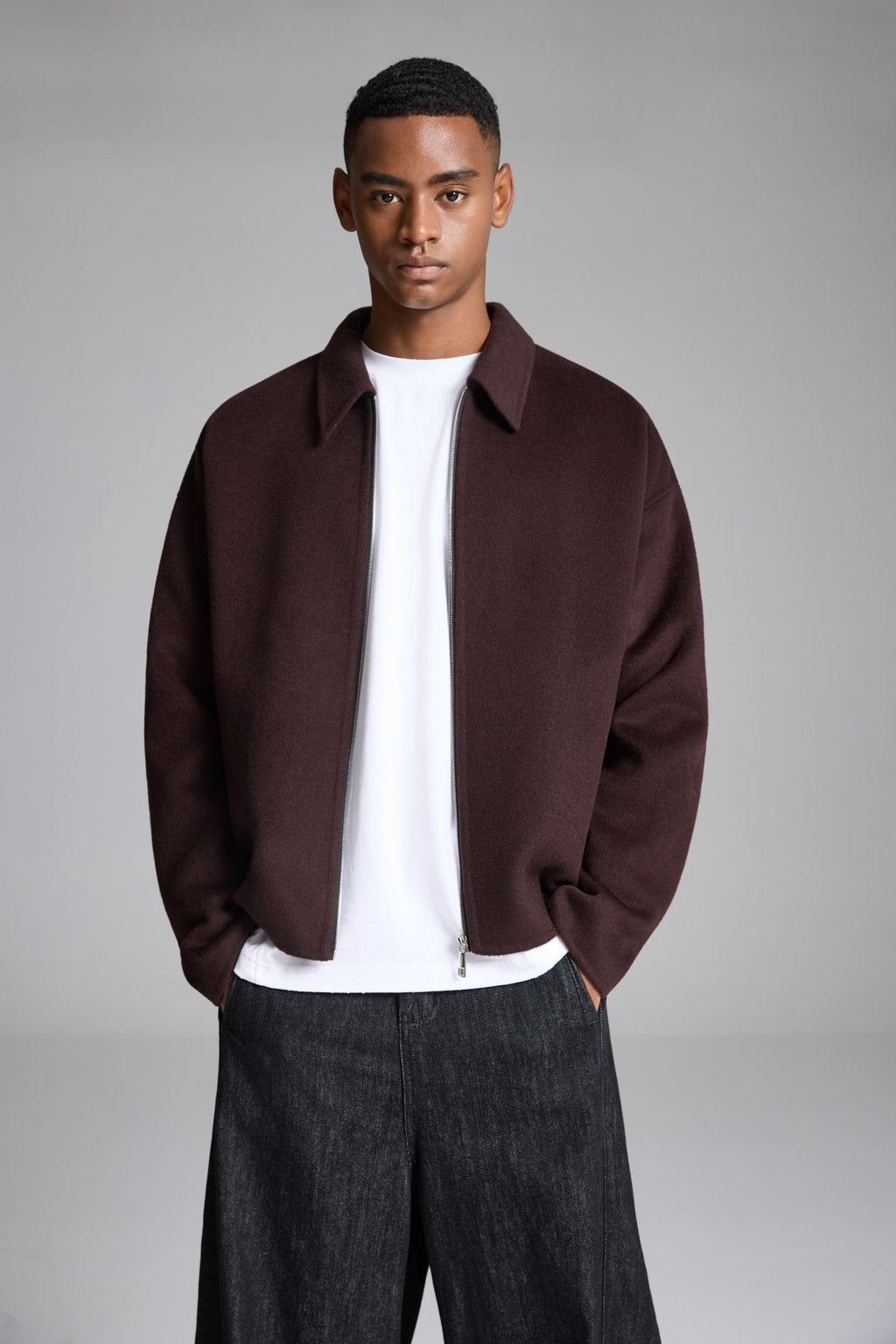 ハンドメイド ピュアウール ジャケット ブラウン